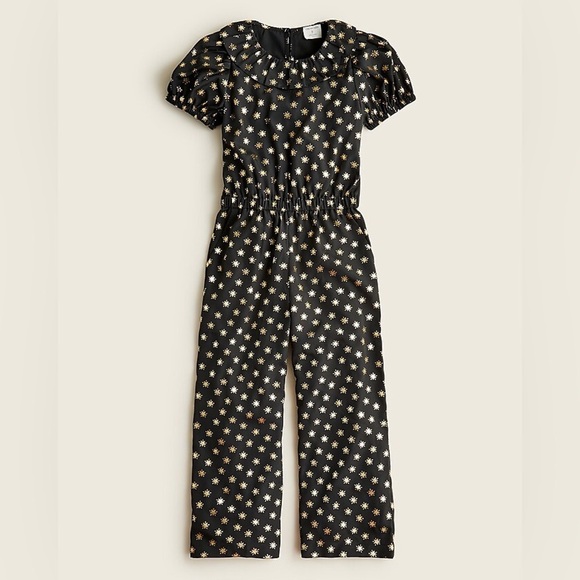 NWT Crewcuts Metallic Star Print Puff Sleeve Jumpsuit Size 4 - Picture 1 of 5